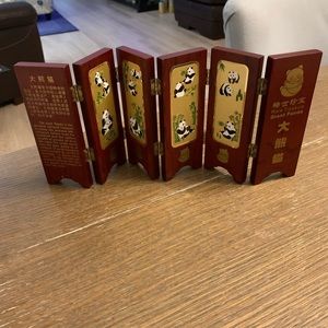 Rare Treasures Giant Panda Wooden Panel 12 1/2” L when Fully Open 5 3/8” H